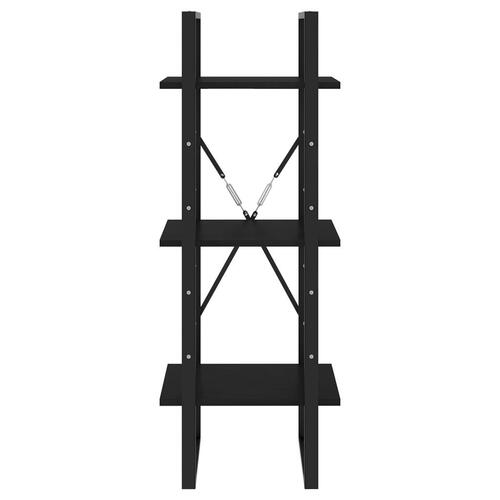 Bogreol med 3 hylder 40x30x105 cm massivt fyrretræ sort