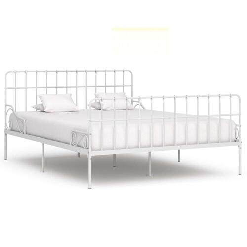 Sengestel med lamelbund 180 x 200 cm metal hvid