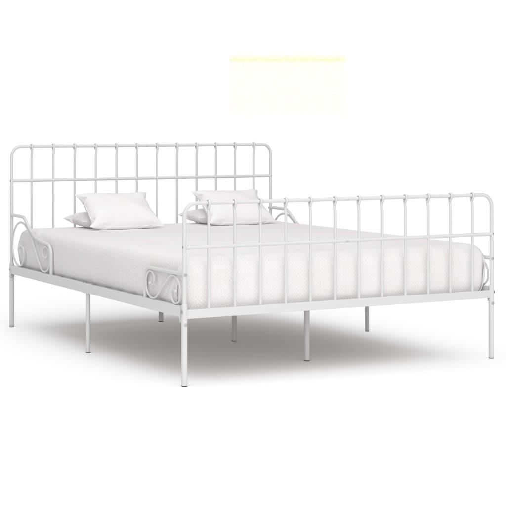 Sengestel med lamelbund 180 x 200 cm metal hvid