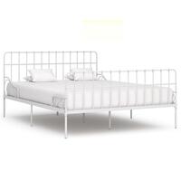 Sengestel med lamelbund 200 x 200 cm metal hvid