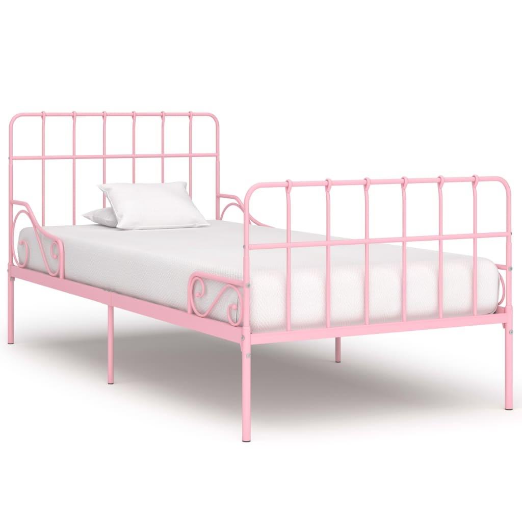Sengestel med lamelbund 100 x 200 cm metal pink