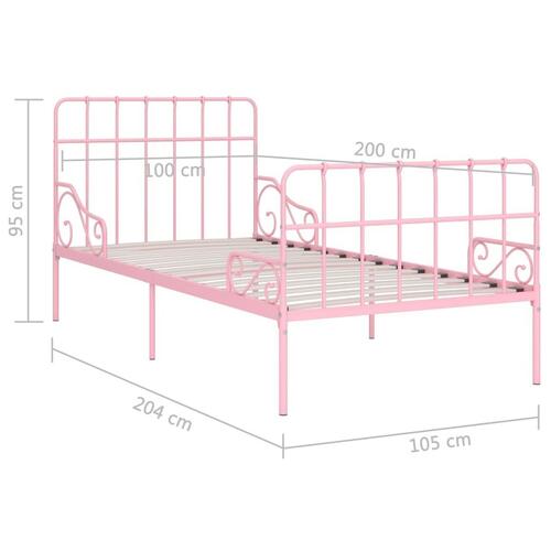 Sengestel med lamelbund 100 x 200 cm metal pink