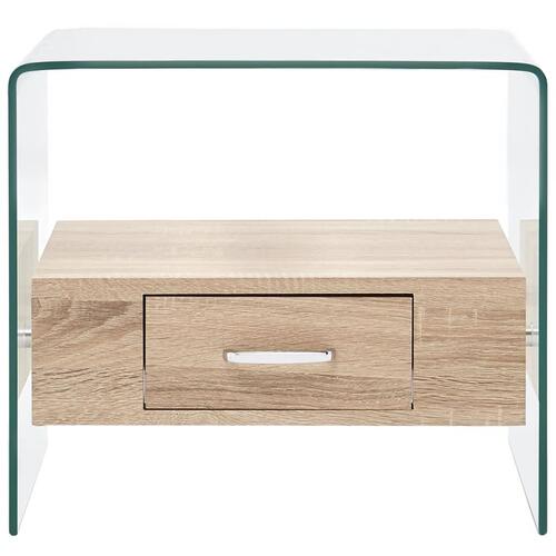 Sofabord med skuffe 50 x 50 x 45 cm hærdet glas