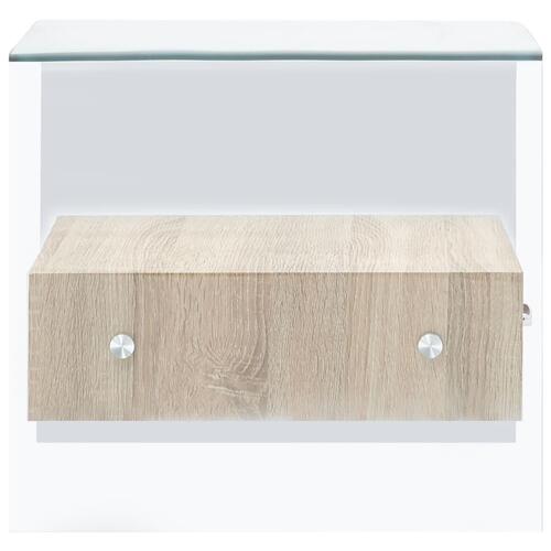Sofabord med skuffe 50 x 50 x 45 cm hærdet glas