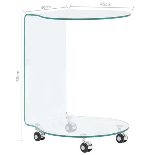 Sofabord 45 x 40 x 58 cm hærdet glas transparent