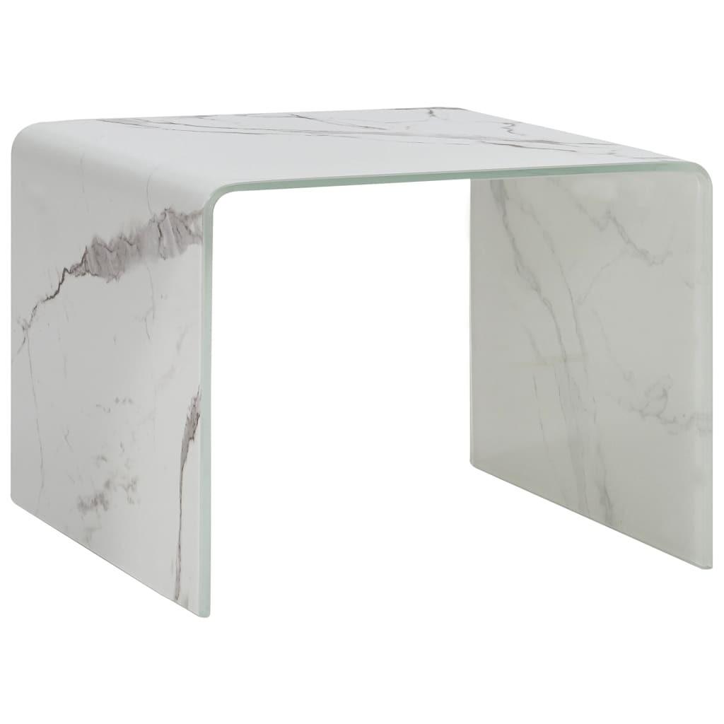 Sofabord 50 x 50 x 45 cm hvid marmor hærdet glas