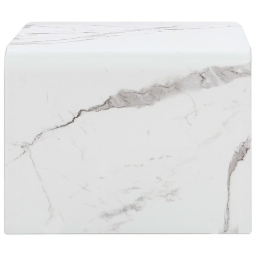 Sofabord 50 x 50 x 45 cm hvid marmor hærdet glas
