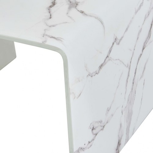 Sofabord 50 x 50 x 45 cm hvid marmor hærdet glas