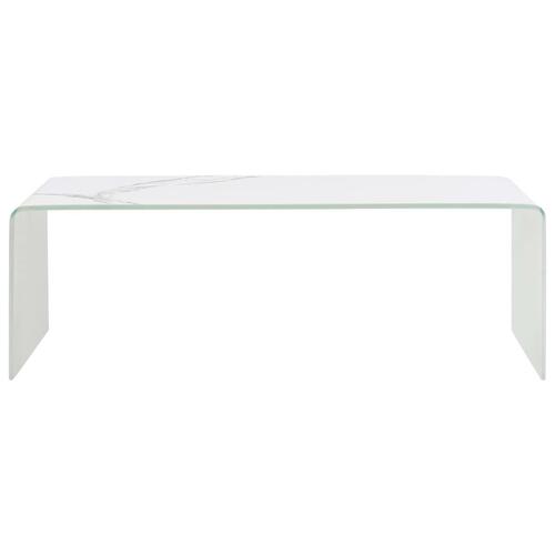 Sofabord 98 x 45 x 31 cm hvid marmor hærdet glas