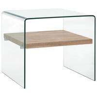 Sofabord 50 x 50 x 45 cm hærdet glas transparent