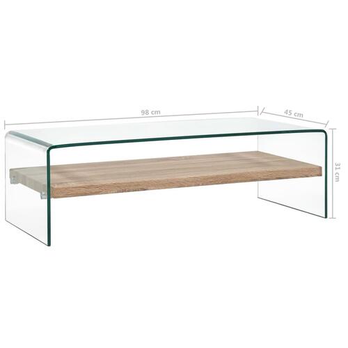 Sofabord 98 x 45 x 31 cm hærdet glas transparent