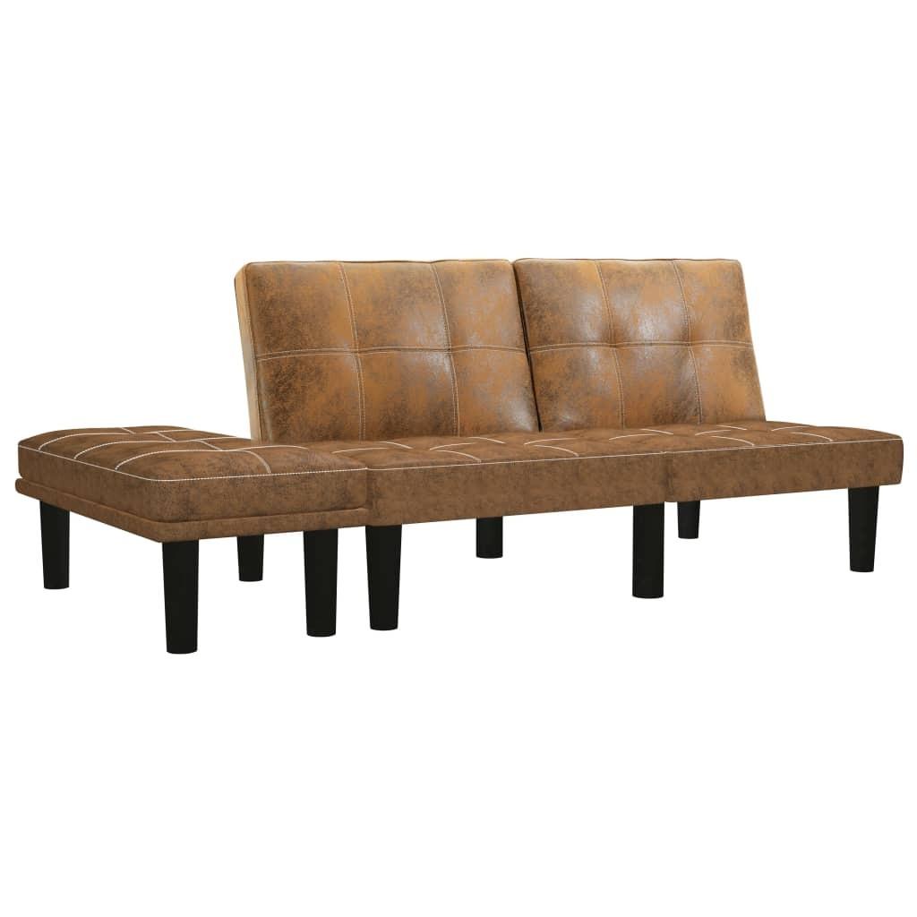 2-personers sofa imiteret ruskind brun