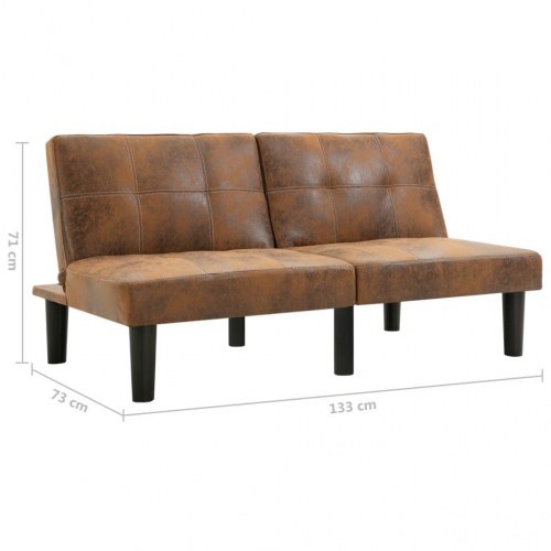 2-personers sofa imiteret ruskind brun