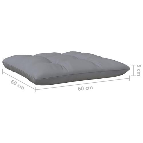 Midterdel til havesofa med grå hynder massivt fyrretræ