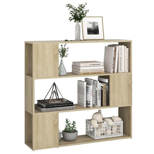 Bogreol/rumdeler 100x24x94 cm konstrueret træ sonoma-eg
