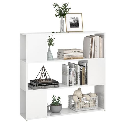 Bogskab/rumdeler 100x24x94 cm konstrueret træ hvid højglans