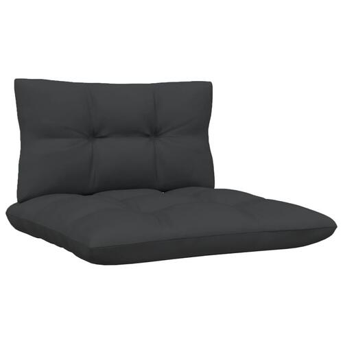 Midterdel til havesofa m. antracitgrå hynder massivt fyrretræ