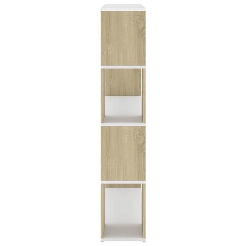 Bogskab/rumdeler 100x24x124cm konstrueret træ hvid og sonoma-eg