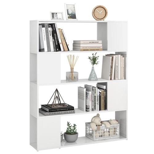 Bogskab/rumdeler 100x24x124 cm konstrueret træ hvid højglans
