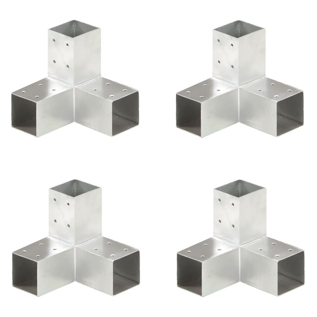Stolpebeslag Y-form 4 stk. 71x71 mm galvaniseret metal