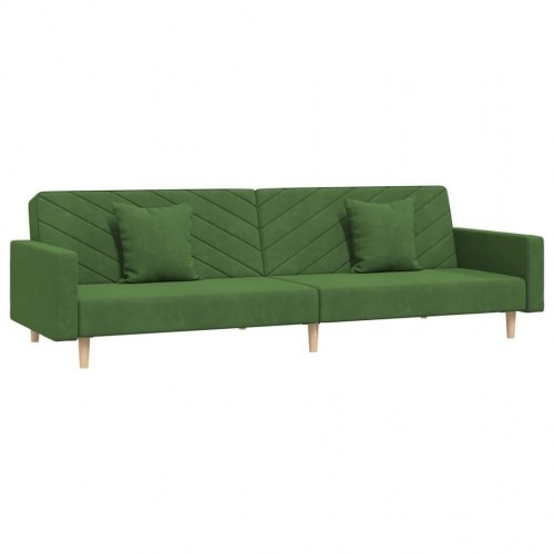 2-personers sovesofa med 2 puder fløjl mørkegrøn
