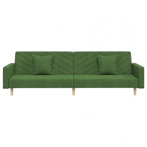2-personers sovesofa med 2 puder fløjl mørkegrøn