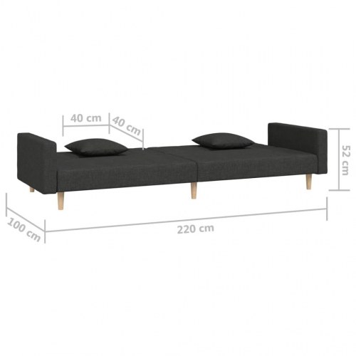 2-personers sovesofa med 2 puder stof sort