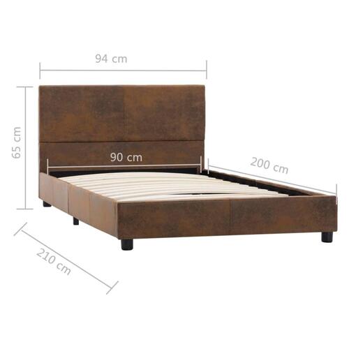 Sengestel 90x200 cm imiteret ruskind brun