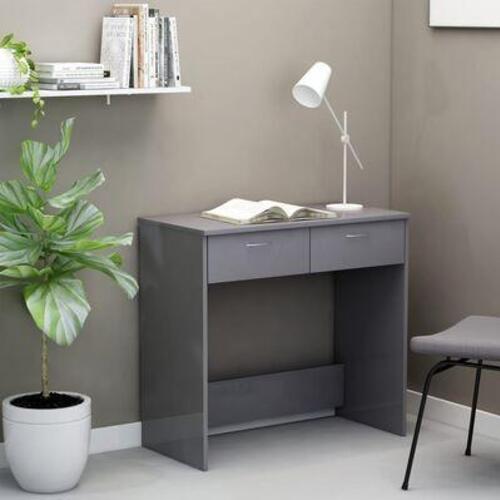 Skrivebord 80x40x75 cm konstrueret træ grå højglans