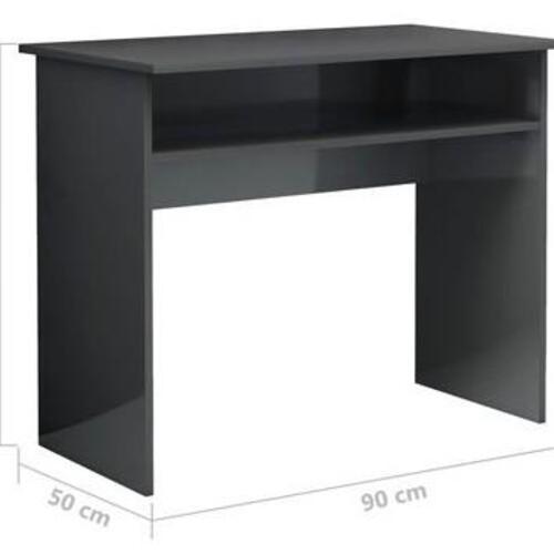 Skrivebord 90x50x74 cm konstrueret træ grå højglans