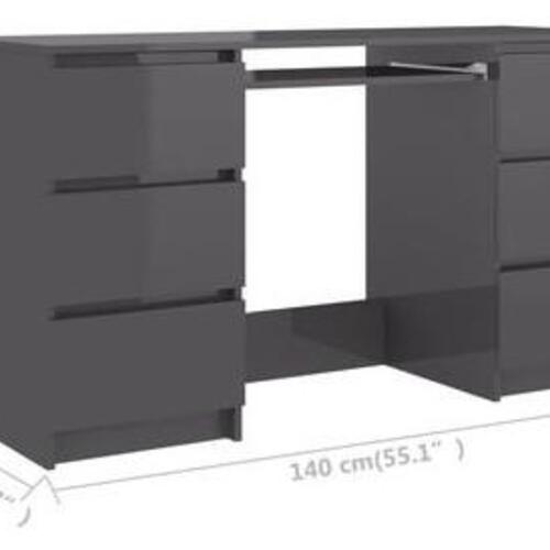 Skrivebord 140x50x77 cm konstrueret træ grå højglans