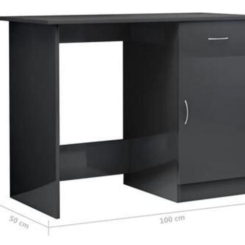 Skrivebord 100x50x76 cm konstrueret træ grå højglans