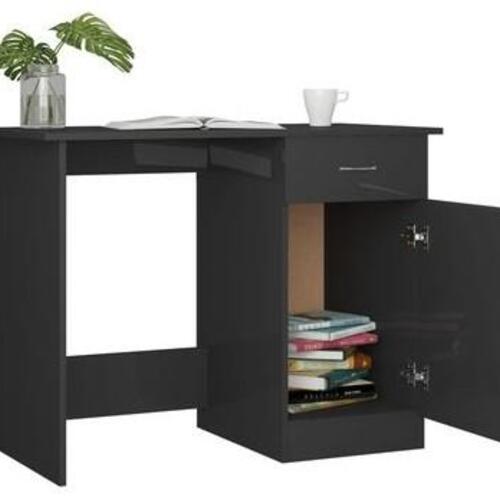 Skrivebord 100x50x76 cm konstrueret træ grå højglans