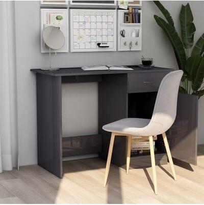 Skrivebord 100x50x76 cm konstrueret træ grå højglans