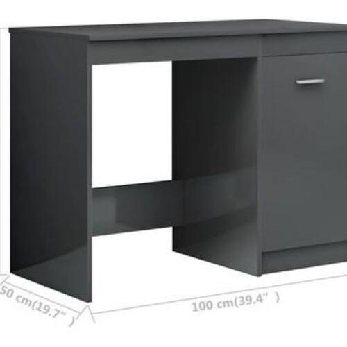 Skrivebord 100x50x76 cm konstrueret træ grå højglans