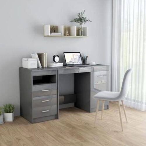 Skrivebord 140x50x76 cm spånplade grå højglans