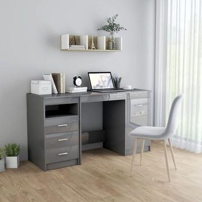 Skrivebord 140x50x76 cm spånplade grå højglans