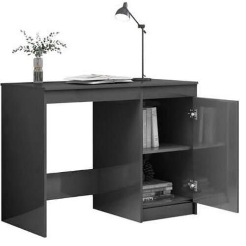 Skrivebord 140x50x76 cm spånplade grå højglans