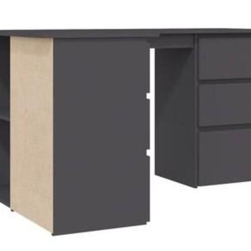 Hjørneskrivebord 145x100x76 cm spånplade grå