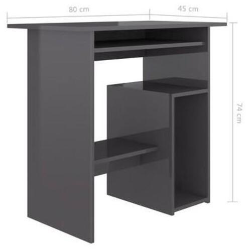 Skrivebord 80 x 45 x 74 cm spånplade grå højglans