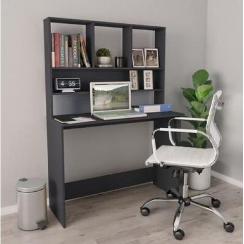 Skrivebord med hylder 110 × 45 × 157 cm - grå konstrueret træ