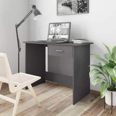 Skrivebord 100x50x76 cm konstrueret træ grå højglans