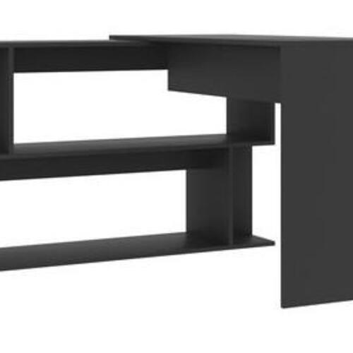 Skrivebord til hjørne 200x50x76 cm konstrueret træ grå