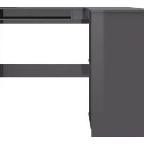 L-formet skrivebord 120x140x75 cm konstrueret træ grå højglans