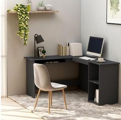 L-formet skrivebord 120x140x75 cm konstrueret træ grå