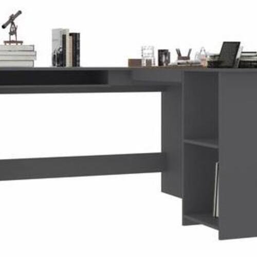 L-formet skrivebord 120x140x75 cm konstrueret træ grå