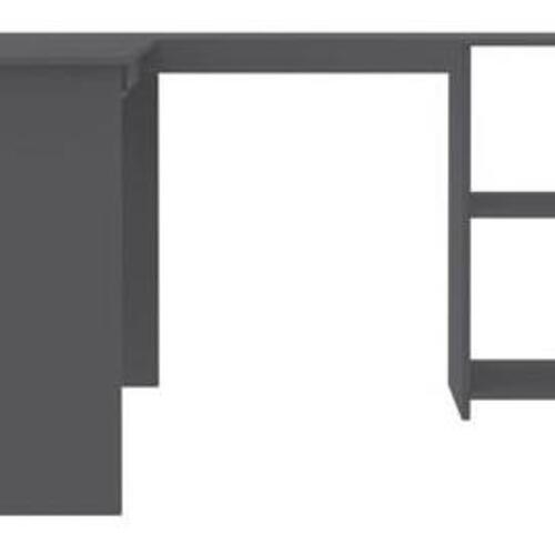 L-formet skrivebord 120x140x75 cm konstrueret træ grå