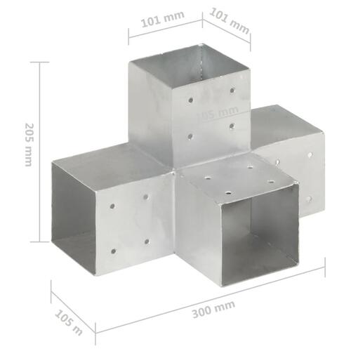 Stolpebeslag X-form 101x101 mm galvaniseret metal