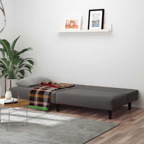2-personers sovesofa fløjl mørkegrå