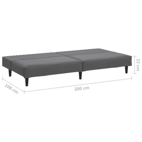 2-personers sovesofa fløjl mørkegrå